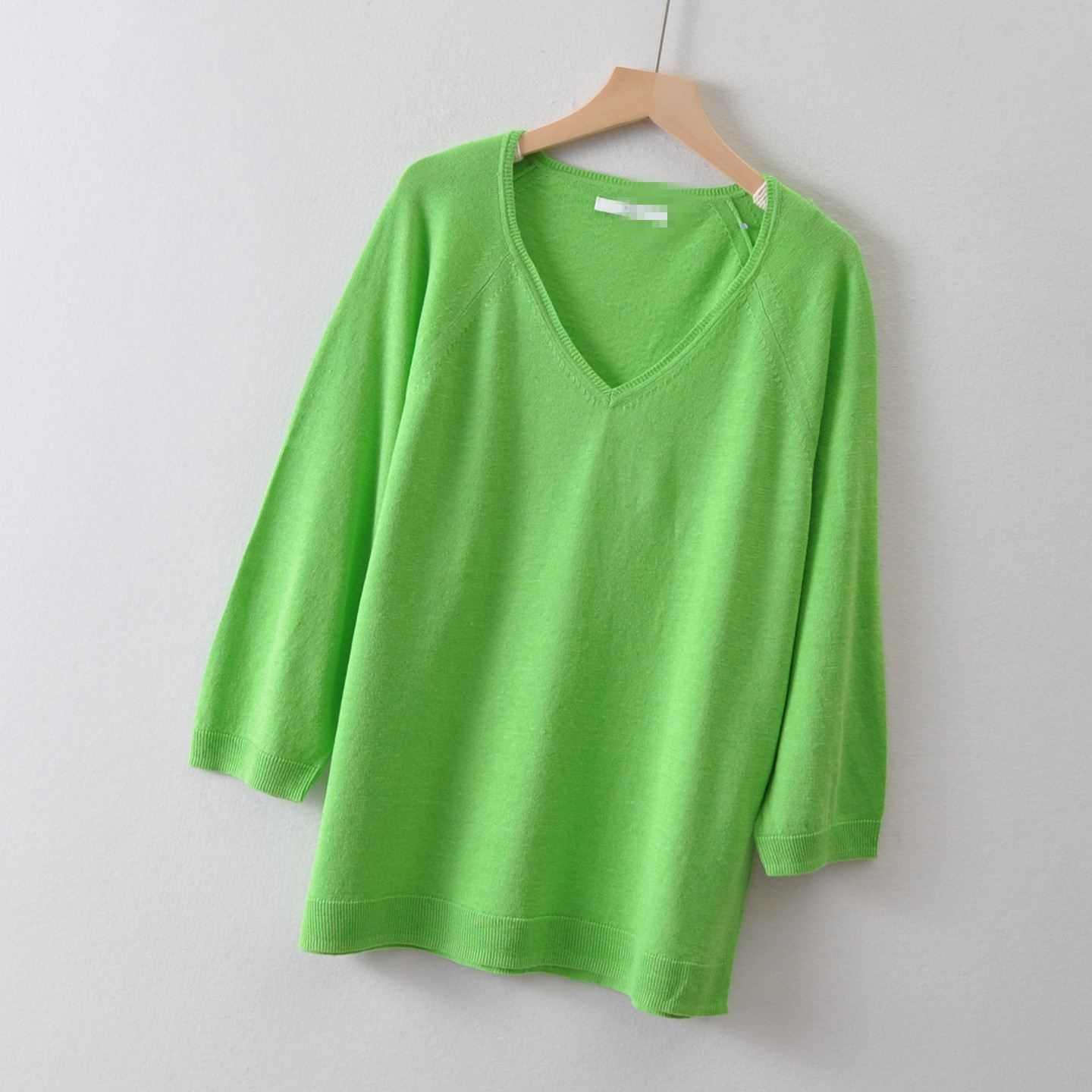 外贸德系Br@*小奢女装~麻棉V领套头针织衫春夏 宽松防晒衣空调衫