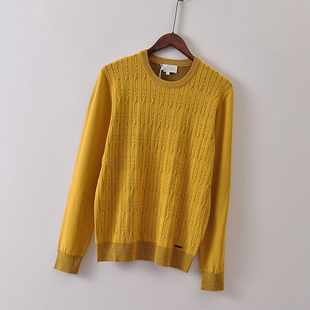 外贸AN**ES元单春秋季男装长袖针织衫 纽花圆领套头毛衣打底衫