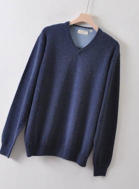 外贸欧美单Chri* Ber*男装~V领长袖毛衣打底衫 宽松版休闲针织衫