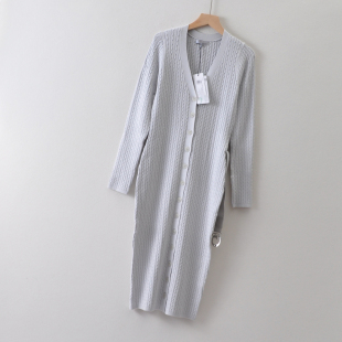 修身 外贸美国GUES 针织连衣裙 麻花长袖 毛衣长裙 中高duan女装