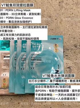 【紧致轮廓】韩国大创VT PDRN水光提拉面膜补水保湿滋润清爽弹润