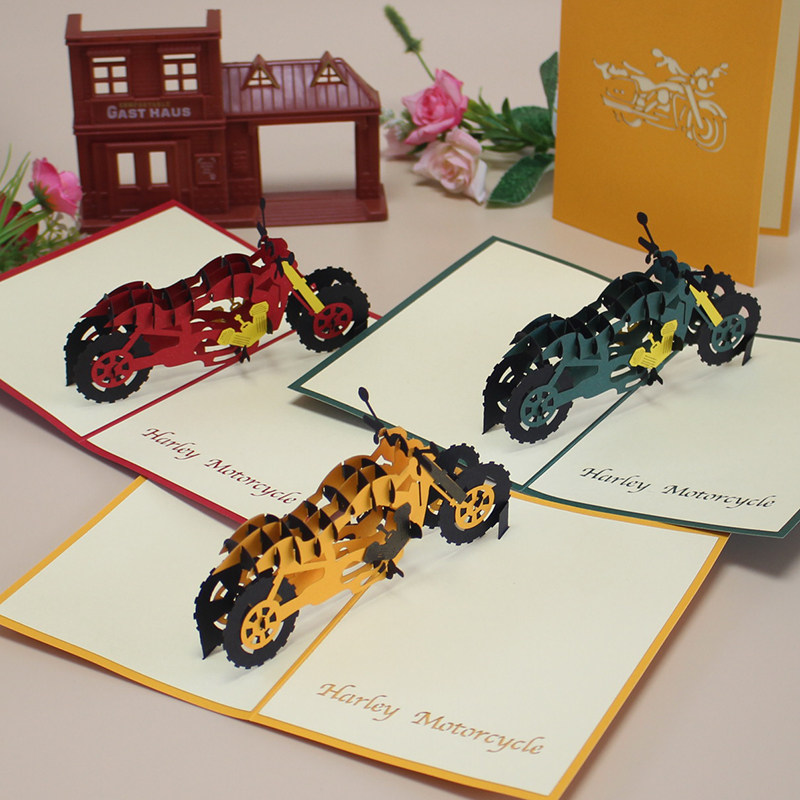 哈雷摩托航母军事送男朋友创意高端情侣感谢生日立体小贺卡片对折,节庆用品/礼品,贺卡/卡片,淘宝优惠券,粉丝福利购,淘宝优惠卷