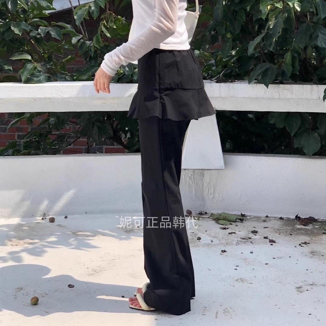 妮可家包邮韩国东大门正品代购早秋新款减龄显瘦荷叶边松紧腰裙裤