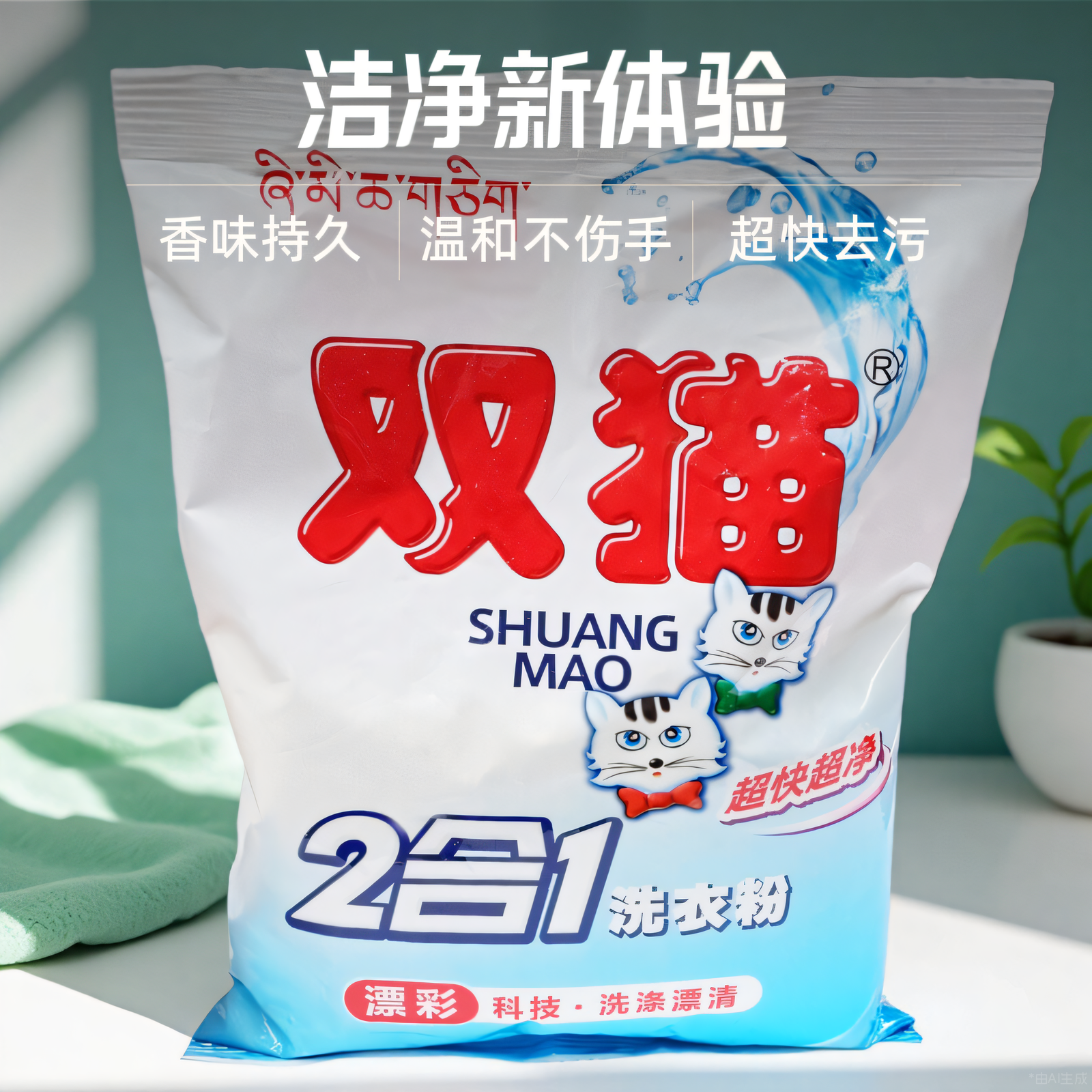 双猫洗衣粉240克/包,10包18包20包销售,大部份地区包邮