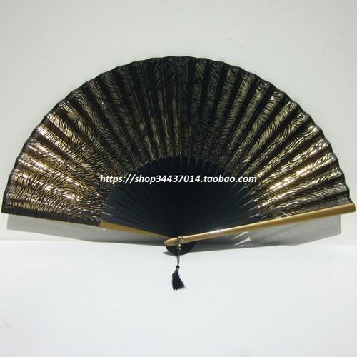 金银扇银色金色竹扇子头青竹布艺
