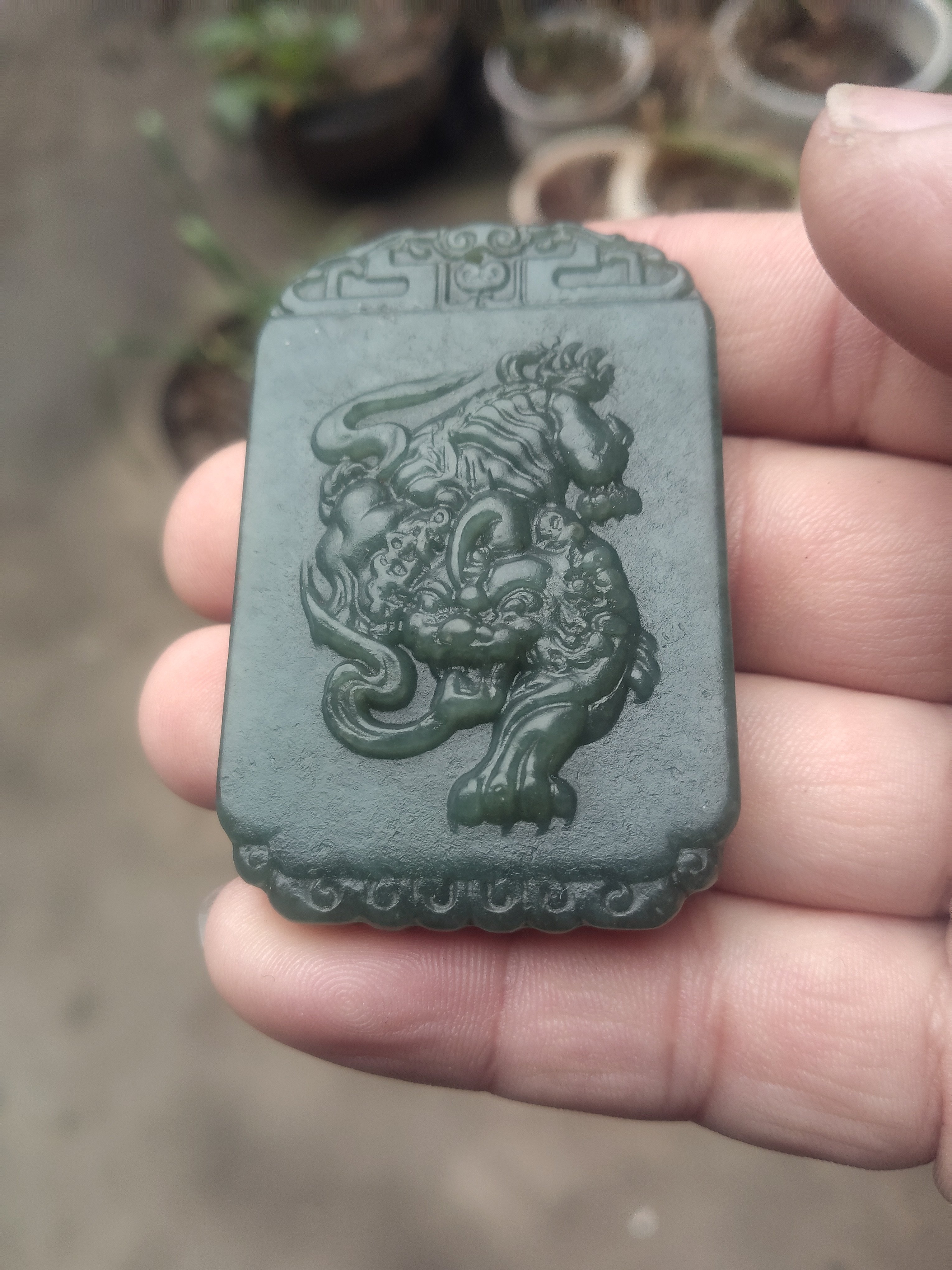新疆和田玉籽料青碧玉麒麟虎符玉佩牌挂件吊坠腰件手把玩件