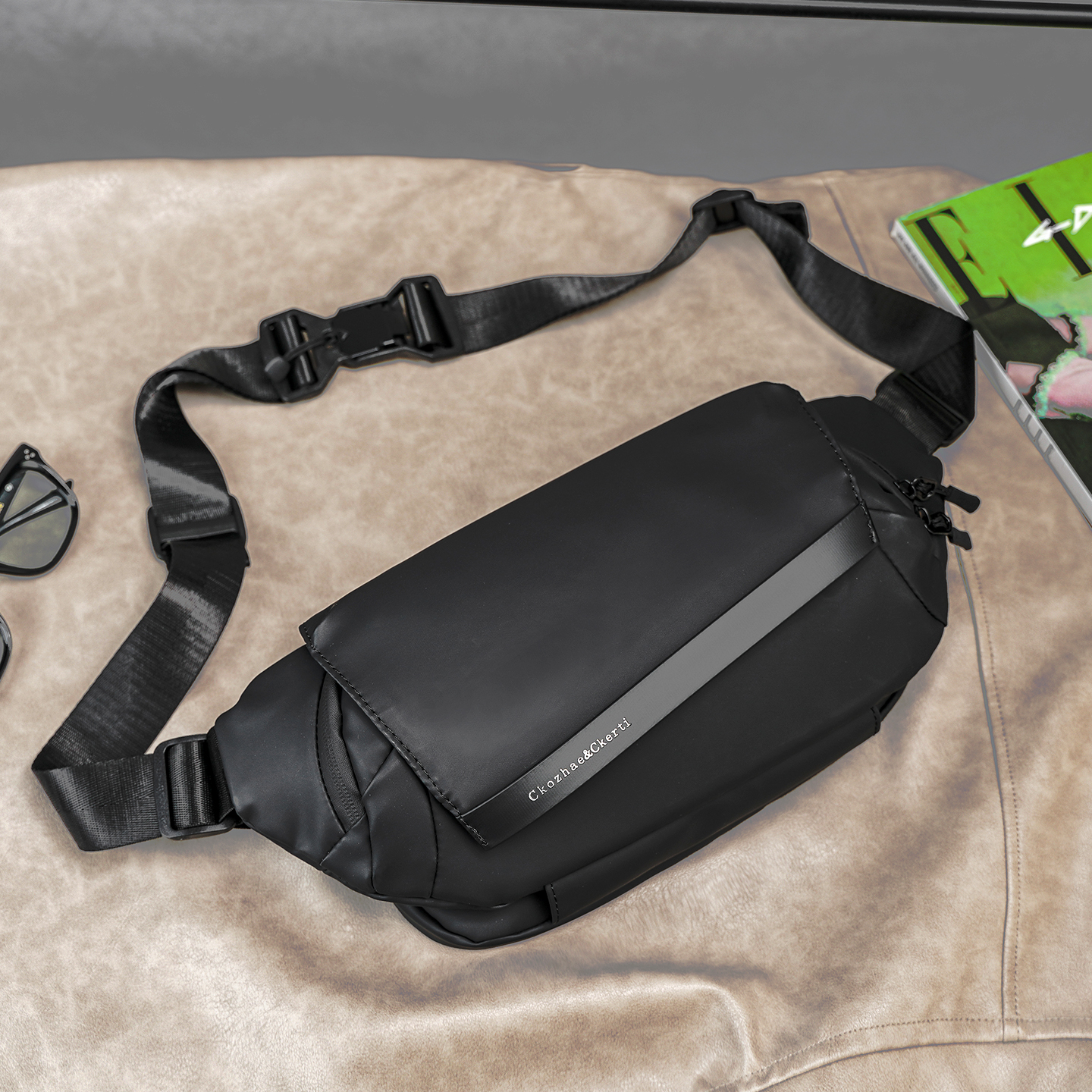 潮牌男士胸包简约防水牛津布胸前小背包户外运动骑行挎包后背挎包