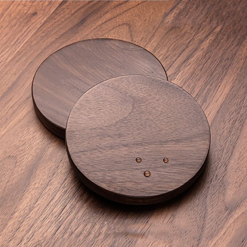 黑胡桃实木欧式茶杯垫圆形隔热垫