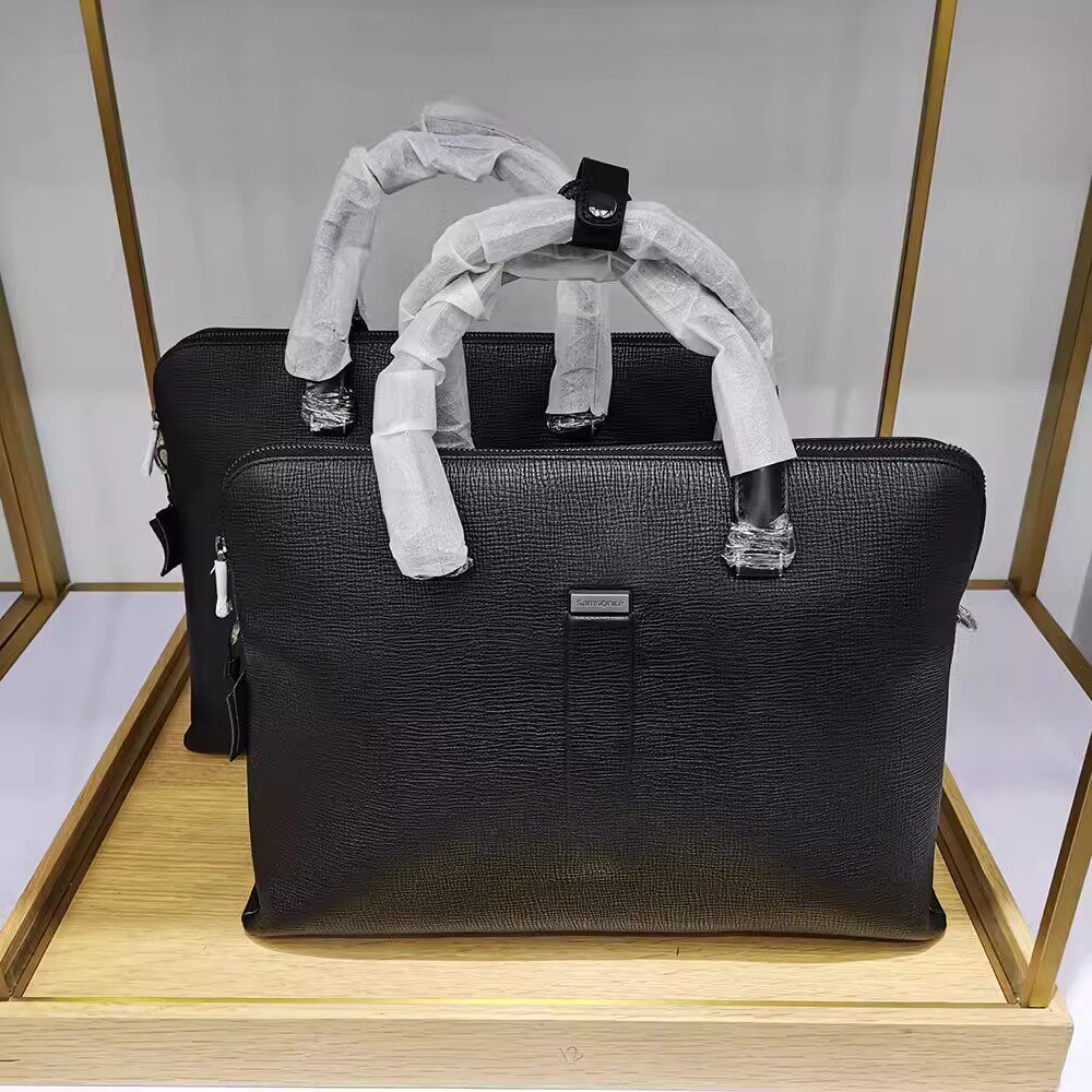 专柜正品新秀丽手提公文包真皮samsonite男士牛皮商务电脑包BZ9