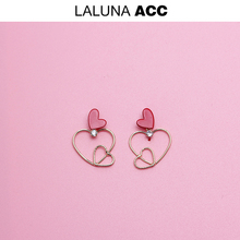 LALUNA |爱心连击| 可爱小众少女ins爱心百搭长款925银针耳环耳钉
