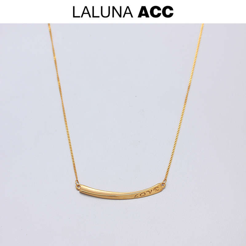 不褪色~微笑LOVE黄金色项链轻奢小众高级感锁骨链秋冬时尚简约潮