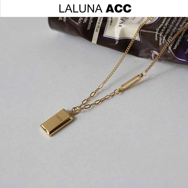 洗澡可带不褪色小金砖项链