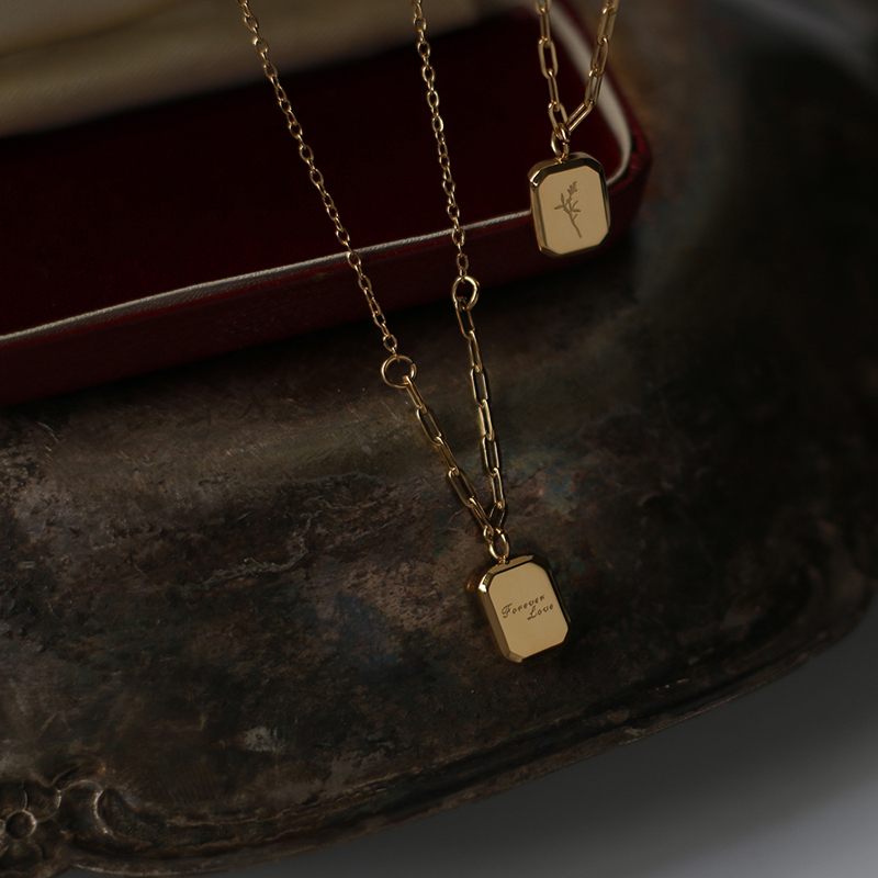 不褪色法式薰衣草英文项链ins