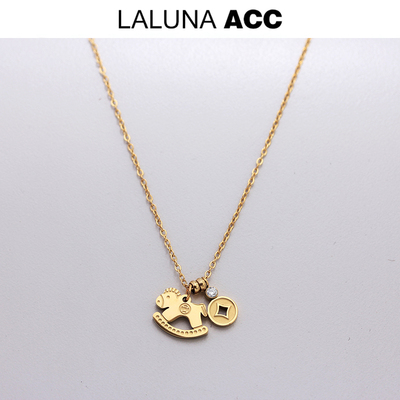 不褪色~新年马上有钱花项链洗澡戴金色时尚复古轻奢小众锁骨链