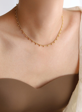 蕾丝小金珠豆豆锁骨链