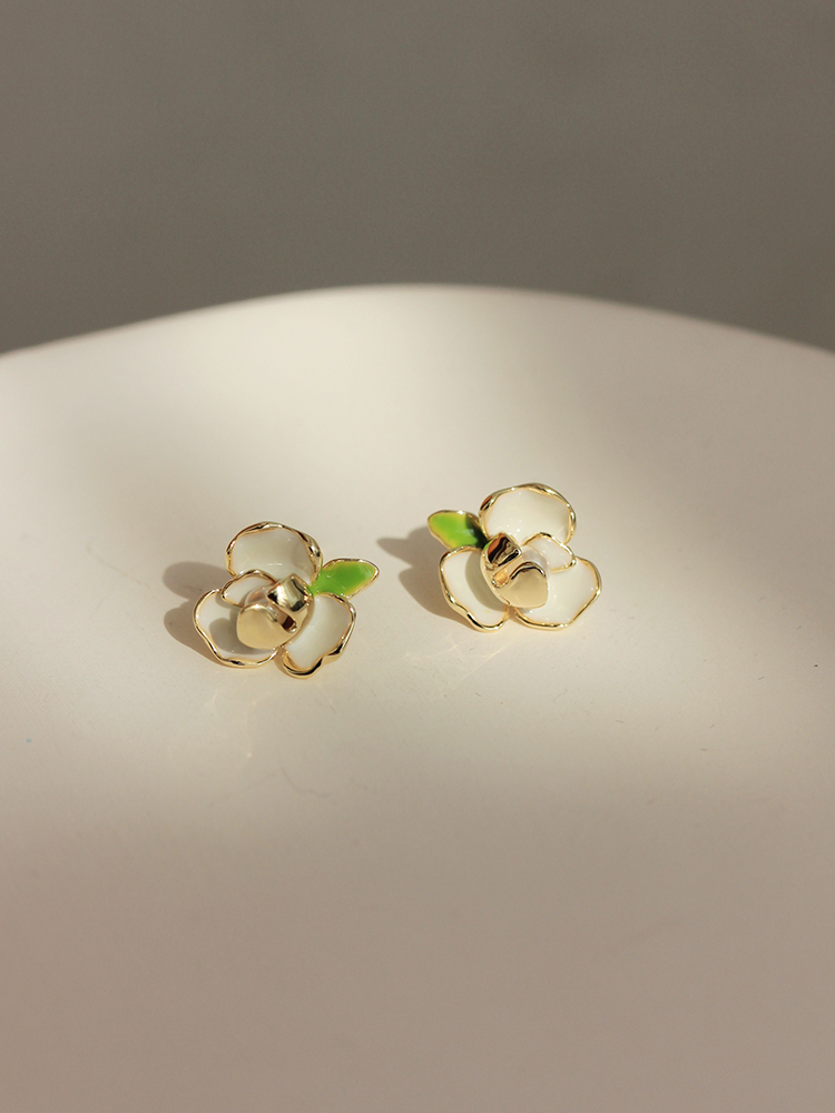 设计师茉莉花珍珠925纯银针耳钉