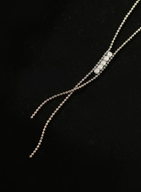 不褪色中古风精致锆石流苏圆珠链轻奢高级感气质锁骨链长款项链