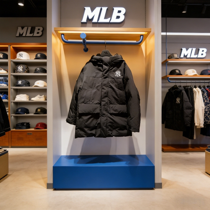 MLB儿童羽绒服男女童中长款时尚潮流连帽保暖外套派克服7ADJB0746