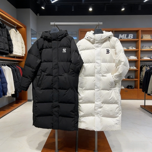 3ADJB1746 新款 MLB男女情侣羽绒服NY刺绣连帽长款 运动棉羽外套冬季