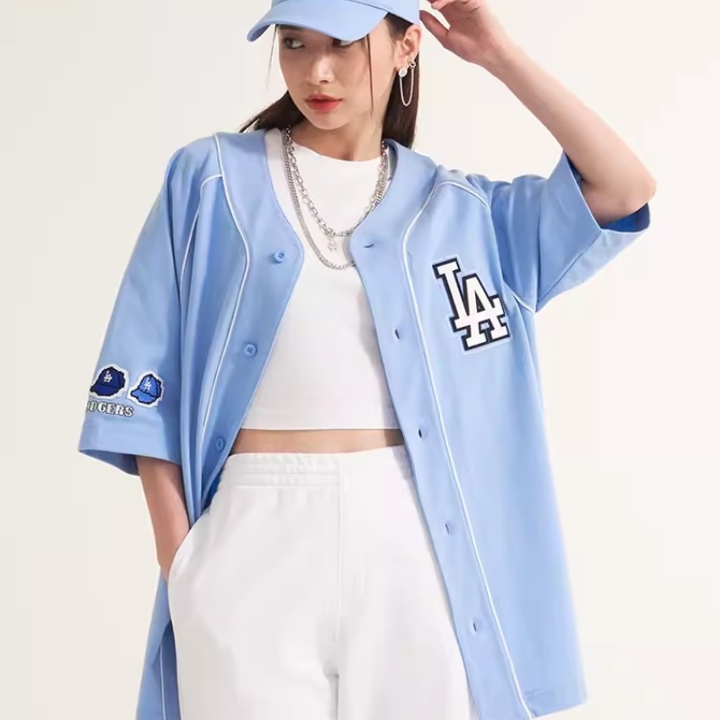 MLB正品男女情侣棒球服刺绣logo贴标印花T恤外套潮夏季3ABS00221