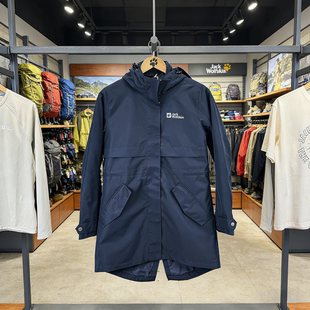 防风保暖连帽外套5322241 冲锋衣四季 Jack Wolfskin狼爪女士中长款