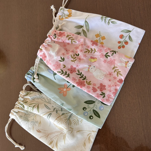 纯棉布艺碎花手机保护袋/充电宝收纳束口中厚收纳袋眼镜防尘防刮