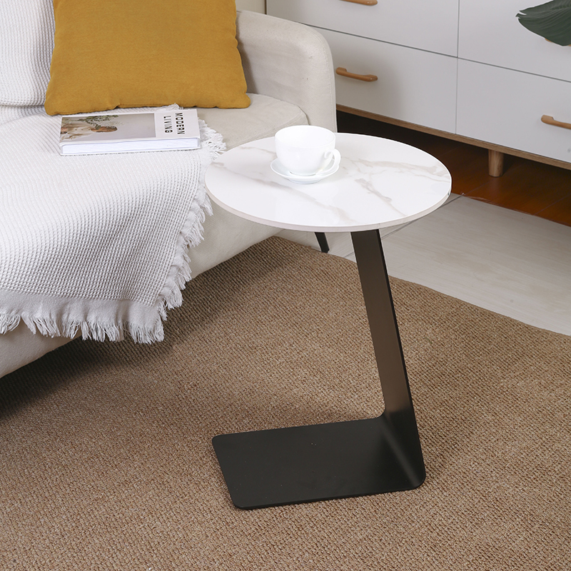 现代意式轻奢家用客厅沙发小边几岩板茶几高级感床头圆桌创意边桌