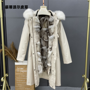 派克服女2024新款冬季可拆卸内胆狐狸毛皮毛一体长款加厚皮草外套