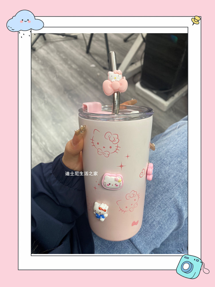 hellokitty保温杯学生女网红吸管杯成人咖啡杯316钢女友礼物杯子