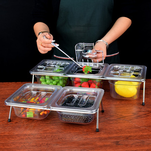 自助配料调料盒台透明塑料零食水果小菜展示盒商用带盖酱料台盒子