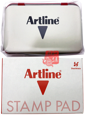 日本旗牌EHJ-2中号印台加黑蓝红色印油办公印泥盒0号中号56*90mm