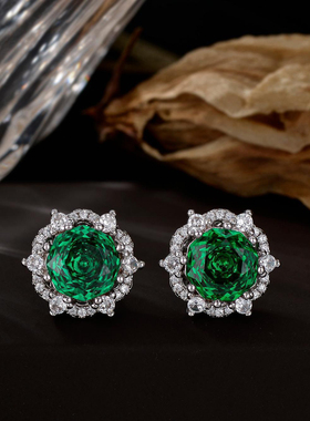 S925银针耳钉女简约百搭气质超闪锆石镶嵌高级感耳钉