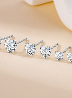 S999纯银耳钉女爱心设计耳环小巧简约养耳洞个性可爱清新百搭耳饰