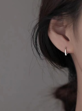 S999纯银耳饰睡觉不用摘耳钉养耳洞耳环小众设计韩版简约水滴