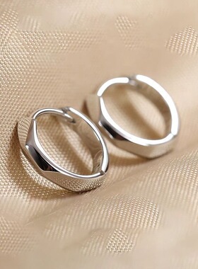 S999纯银INS风几何极简耳扣耳B环跨境畅销百搭耳圈耳扣网红风耳