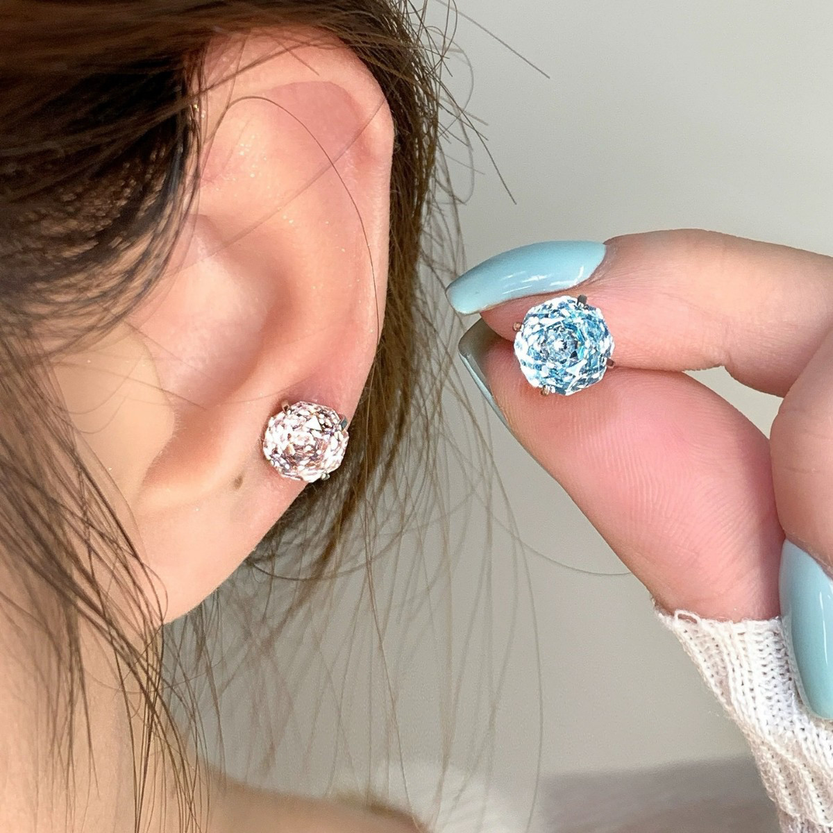 S925纯银千禧玫瑰切耳钉女精致爆闪8mm玫瑰花百搭耳骨钉耳饰耳环,饰品/流行首饰/时尚饰品新,耳钉,淘宝优惠券,粉丝福利购,淘宝优惠卷