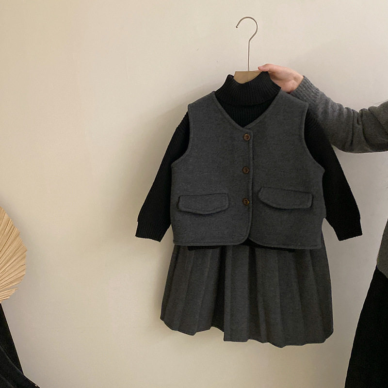 喵小姐韩版女童冬季新款加绒马甲高领毛衣2026加绒纯色百褶半身裙,童装/婴儿装/亲子装,毛衣/针织衫,淘宝优惠券,粉丝福利购,淘宝优惠卷