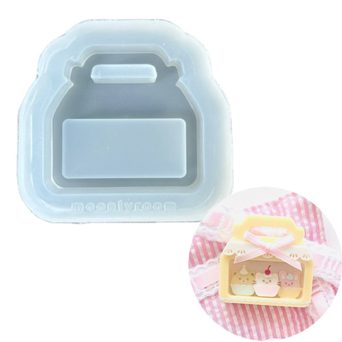 DIY手工蛋糕盒流沙模具ab树脂uv水晶滴胶钥匙扣迷你挂件硅胶模具