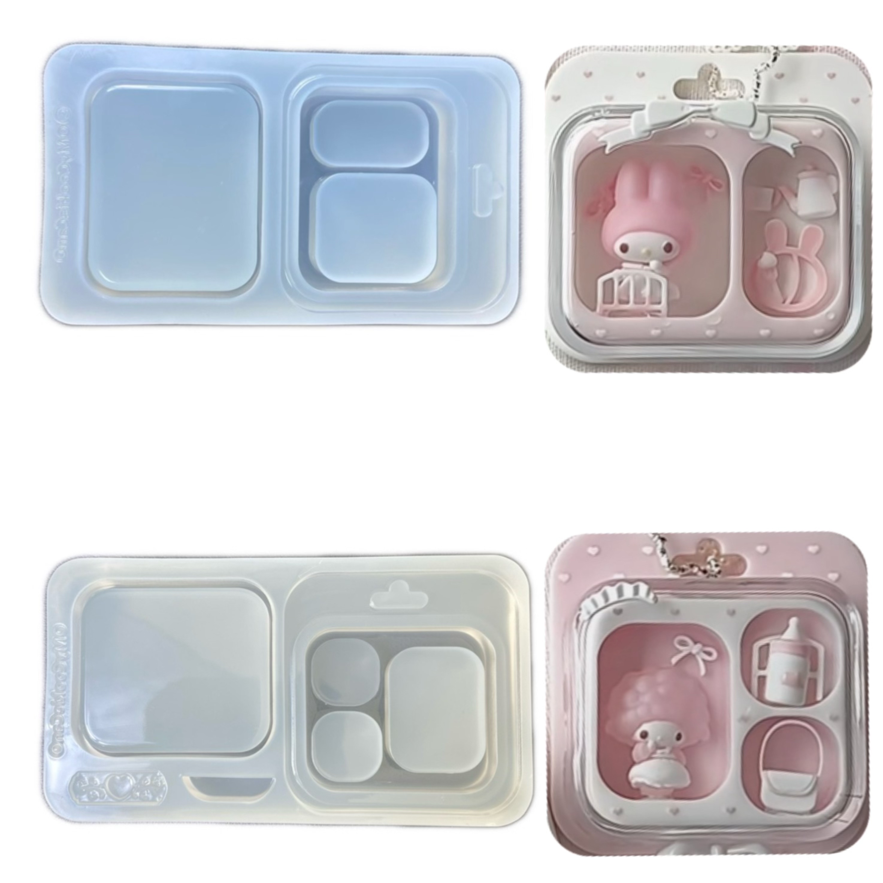 DIY手工带盖子小盒子模具树脂uv水晶滴胶钥匙扣迷你挂件硅胶模具