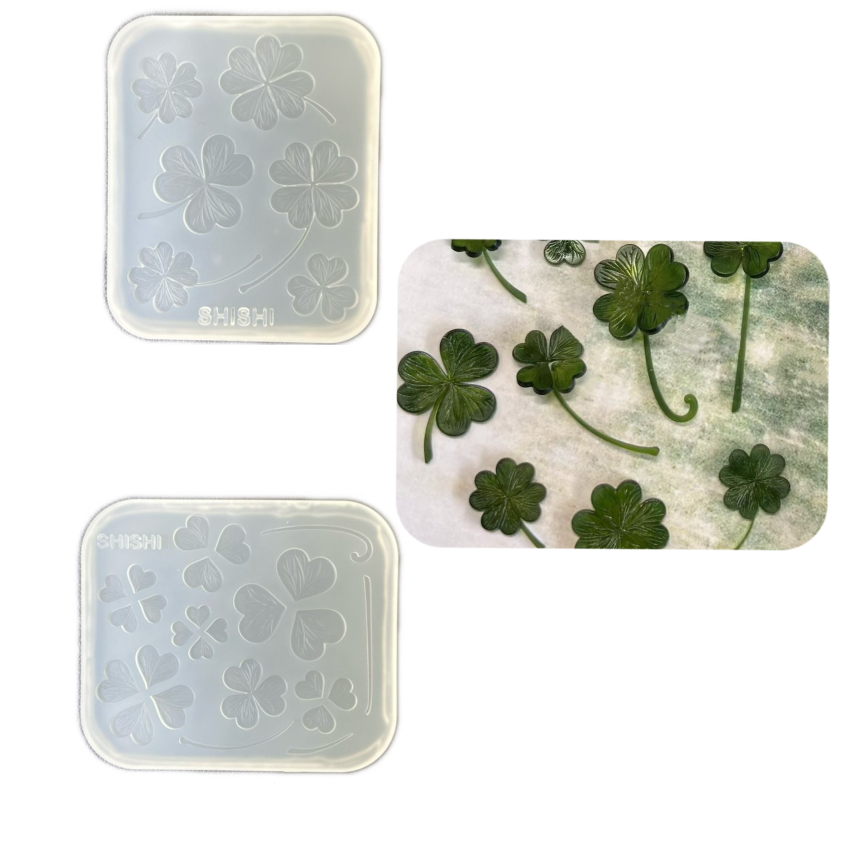 DIY手工纹路四叶草树脂uv水晶滴胶钥匙扣迷你挂件硅胶模具