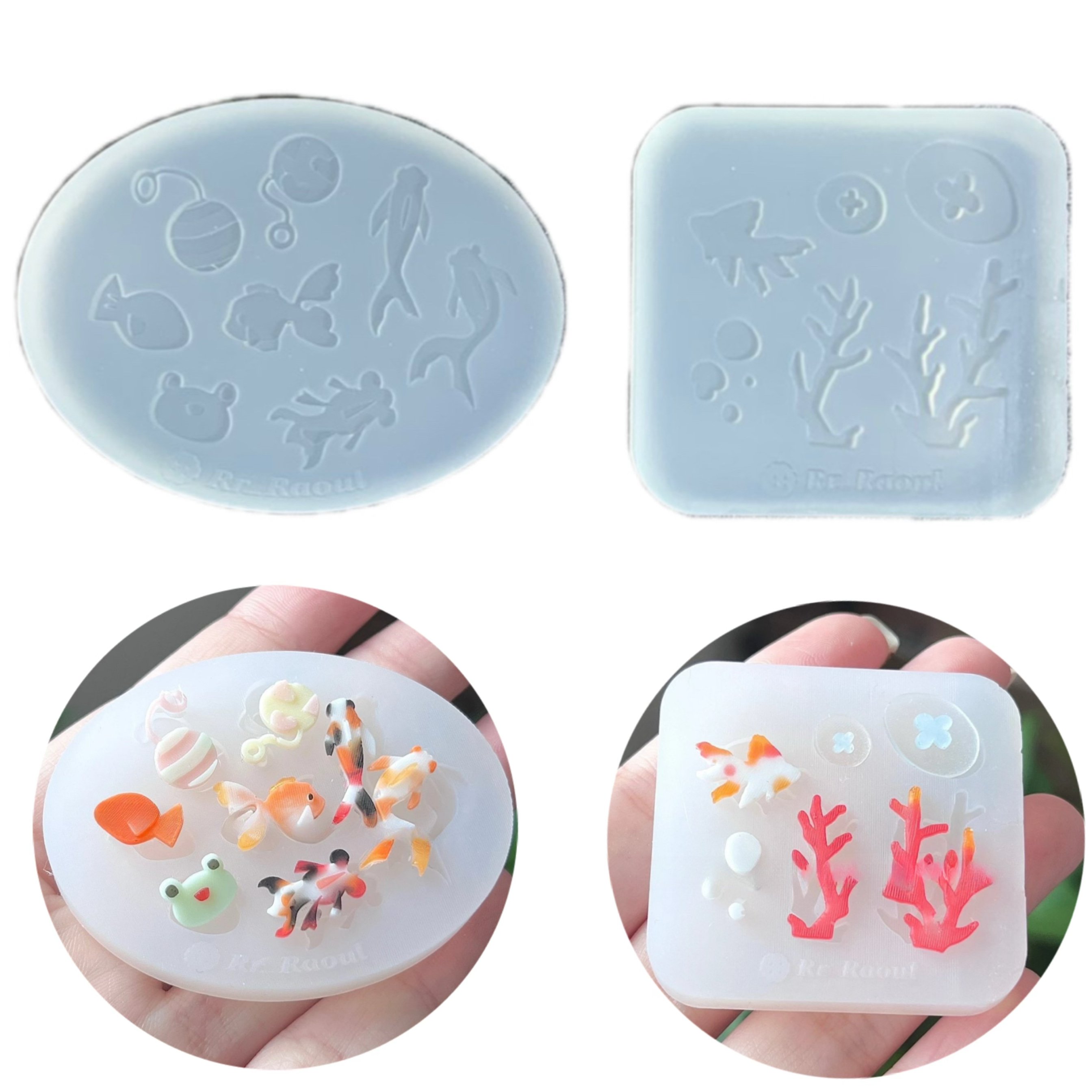 DIY手工金鱼珊瑚配件模具树脂uv水晶滴胶钥匙扣迷你挂件硅胶模具