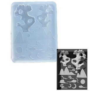 DIY手工石园林古风配件模具树脂水晶滴胶钥匙扣迷你挂件硅胶模具