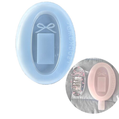 DIY手工椭圆蝴蝶结模具ab树脂uv水晶滴胶钥匙扣迷你挂件硅胶模具