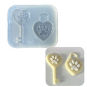 DIY手工猫爪钥匙锁模具ab树脂uv水晶滴胶钥匙扣迷你挂件硅胶模具