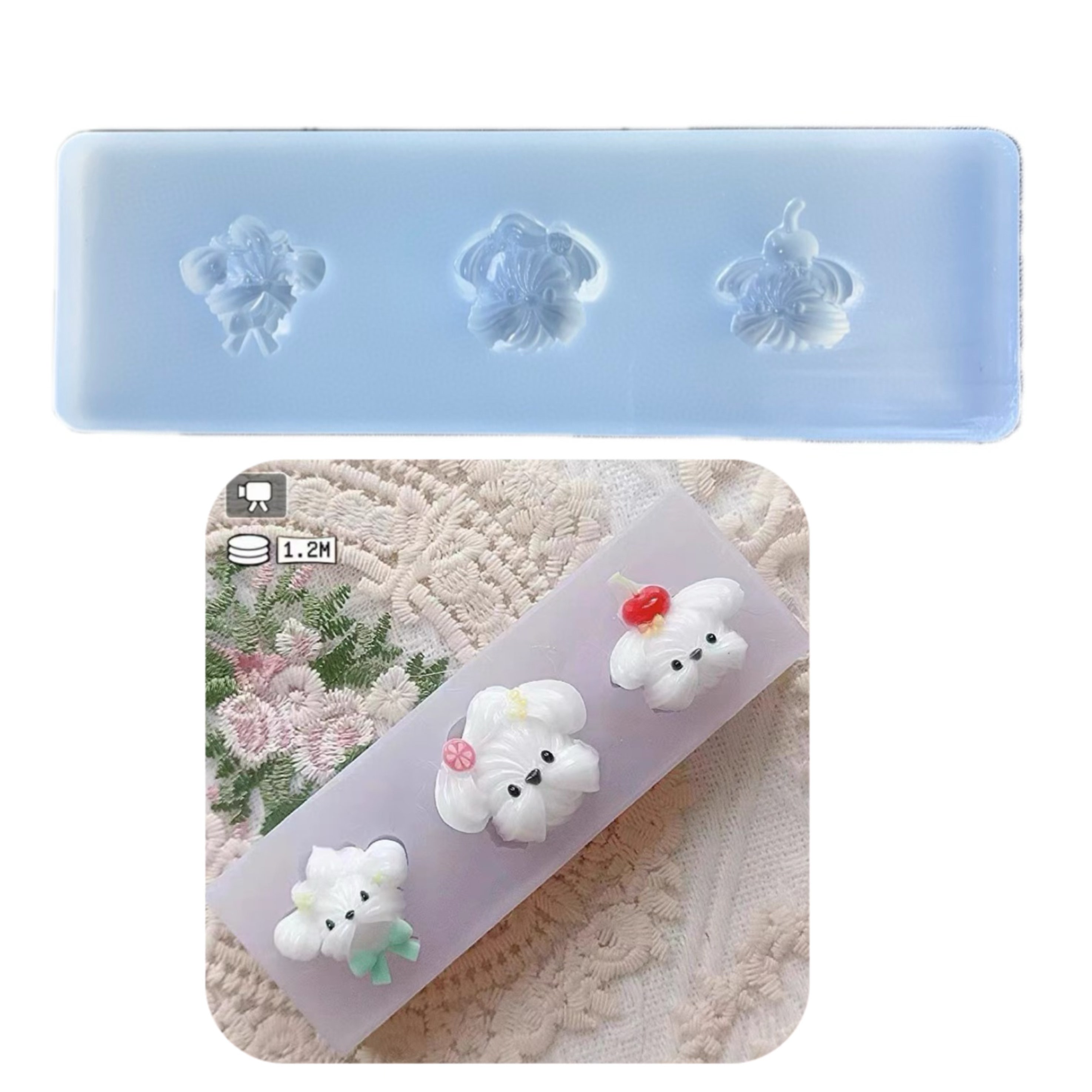 DIY手工泰迪狗狗模具ab树脂uv水晶滴胶钥匙扣迷你挂件硅胶模具