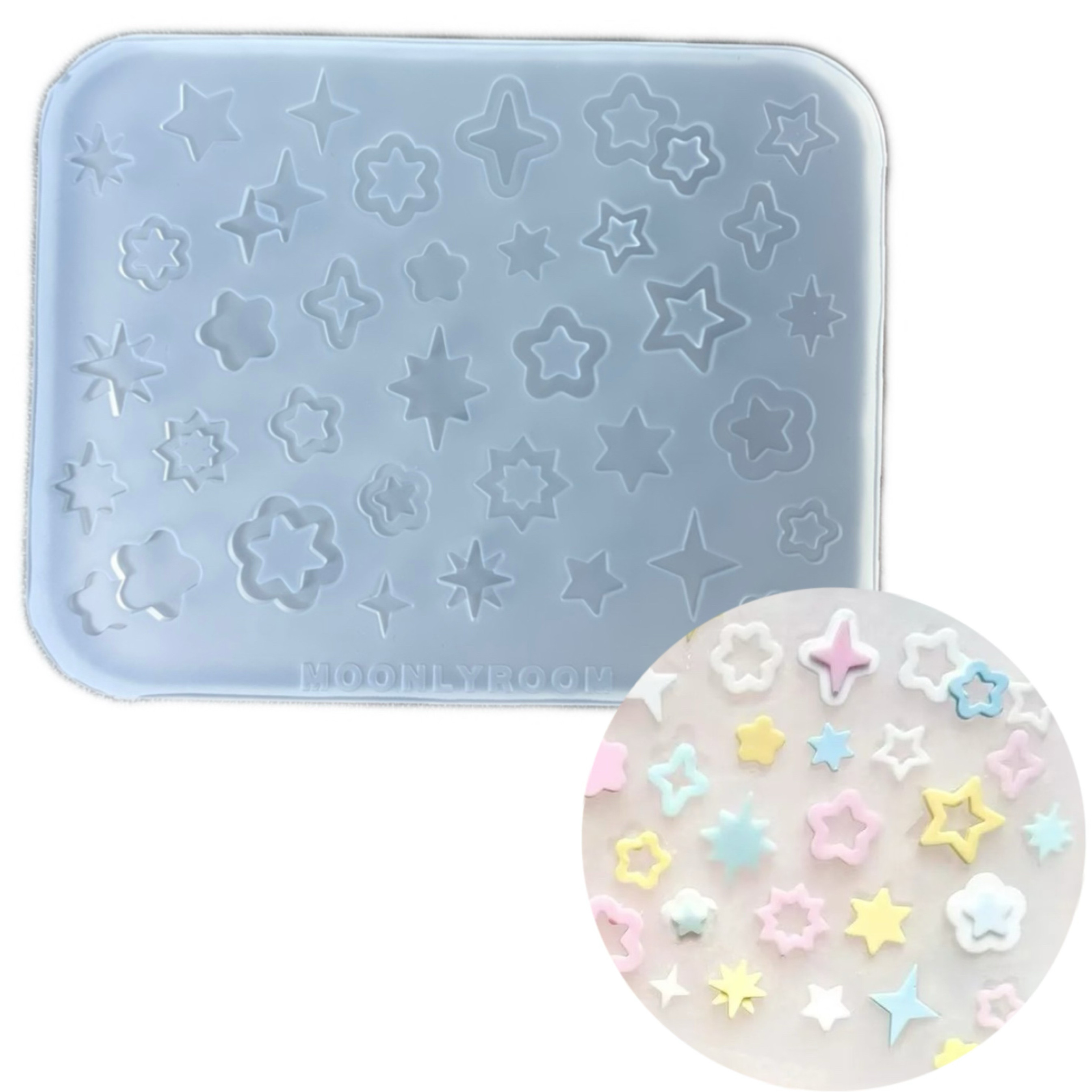 DIY手工小星星配件模具ab树脂uv水晶滴胶钥匙扣迷你挂件硅胶模具