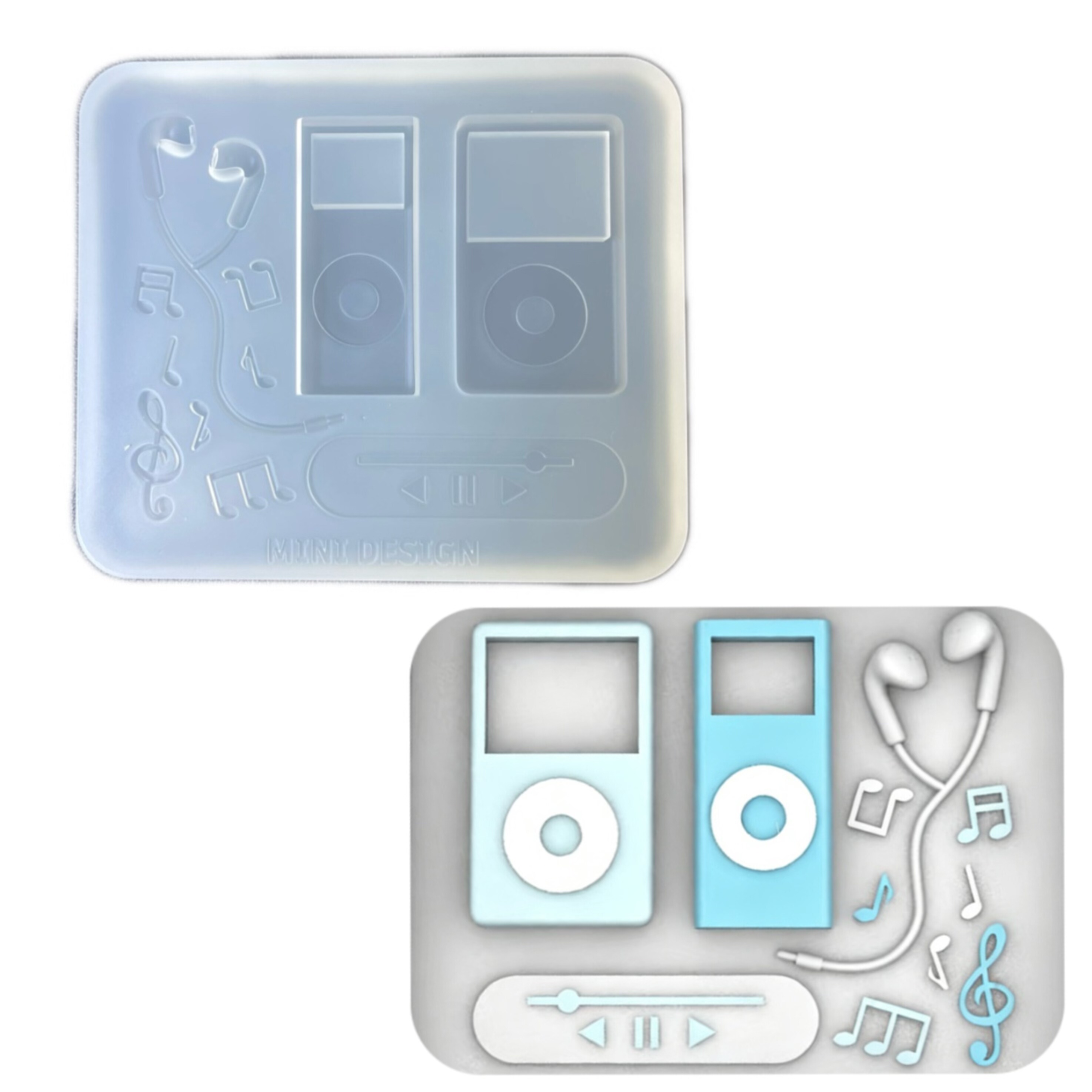 DIY手工mp3耳机组合模具树脂uv水晶滴胶钥匙扣迷你挂件硅胶模具
