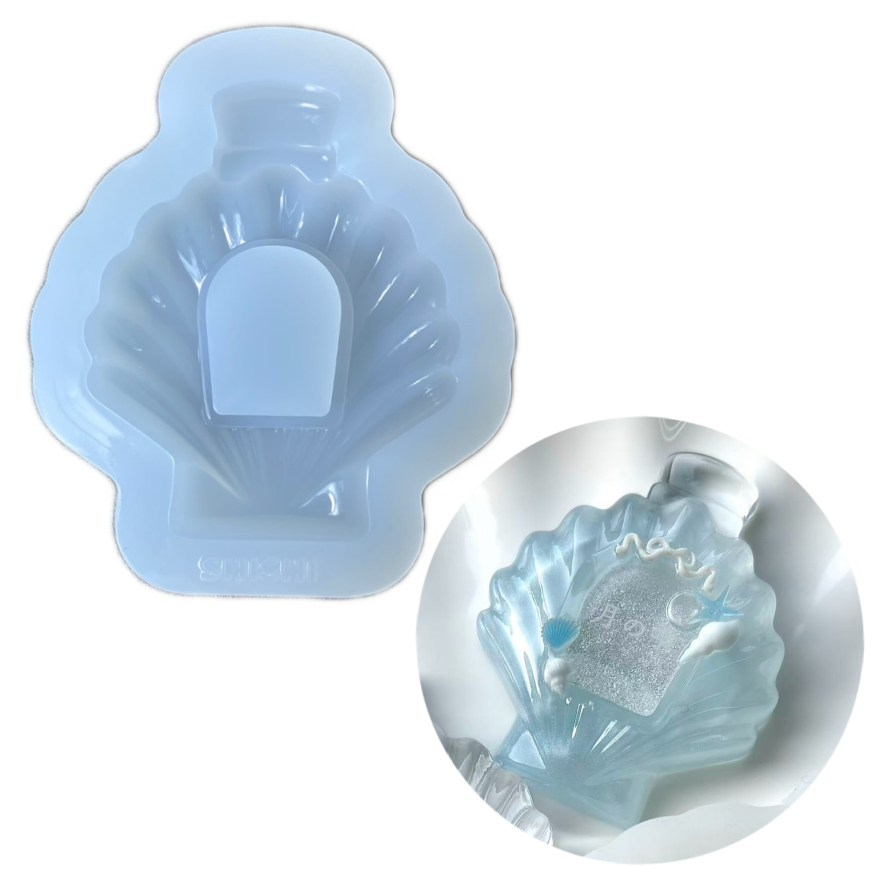 DIY手工贝壳香水瓶模具ab树脂uv水晶滴胶钥匙扣迷你挂件硅胶模具