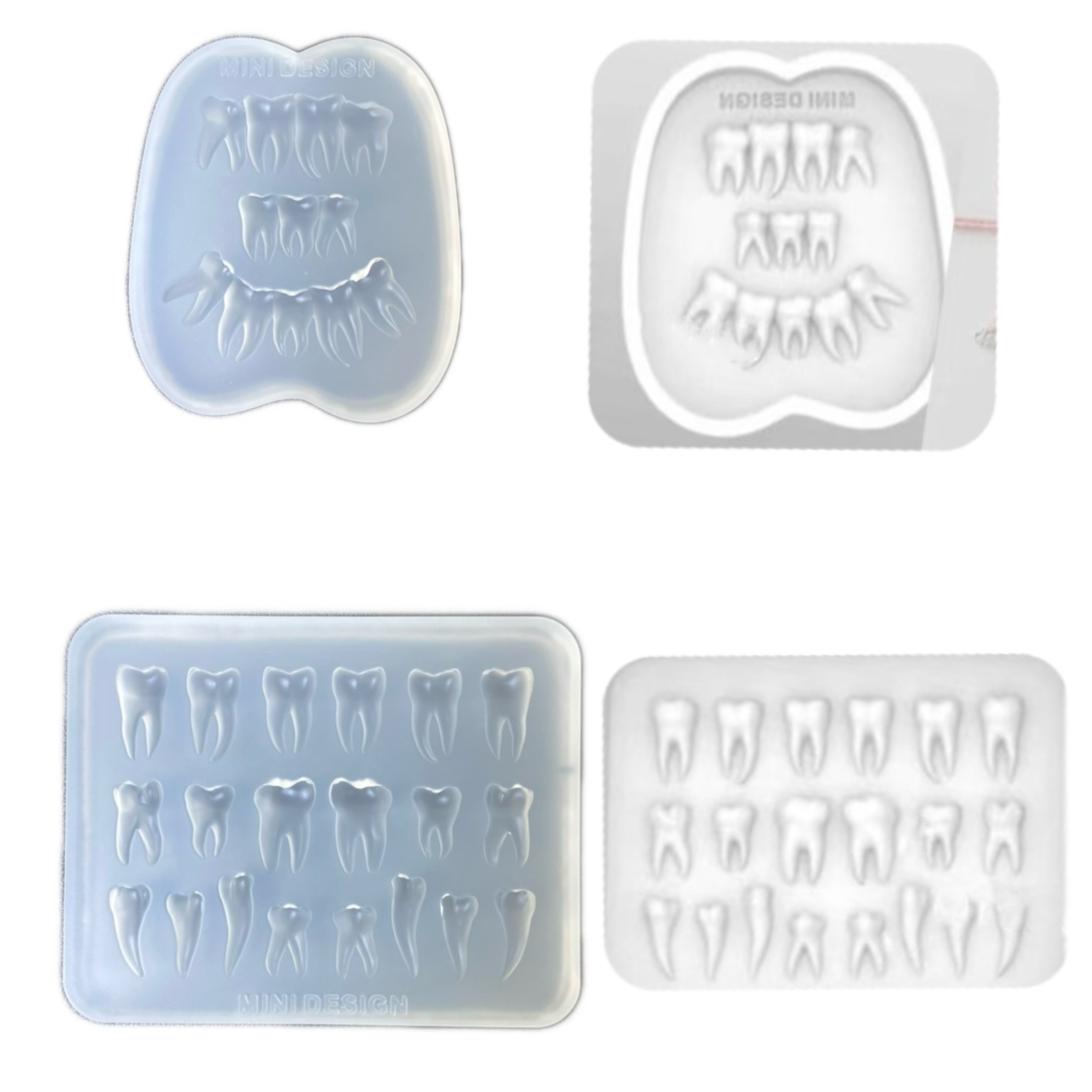 DIY手工牙齿配件模具树脂uv水晶滴胶钥匙扣迷你挂件硅胶模具