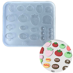 DIY手工草莓鱼糕配件模具树脂uv水晶滴胶钥匙扣迷你挂件硅胶模具